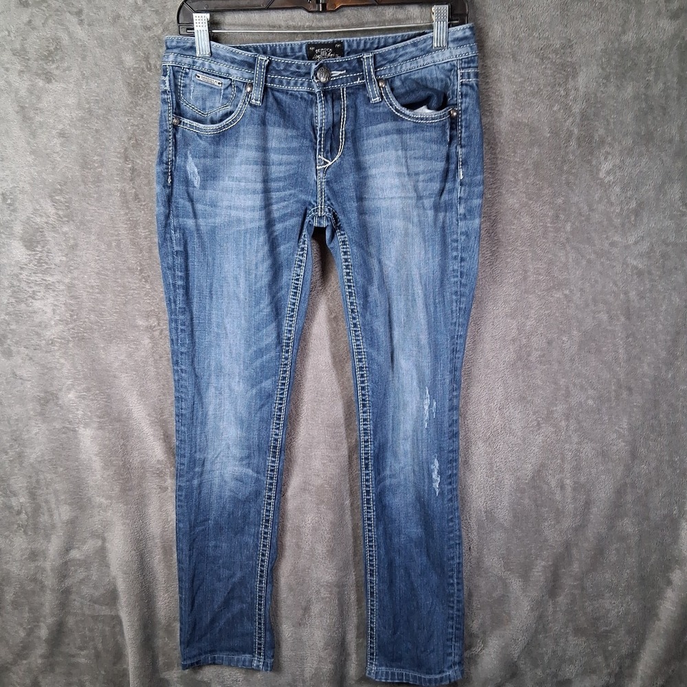 ReRock For Express‎ Jeans Women's Size 6 Skinny Embroidered Emblemished Low Rise